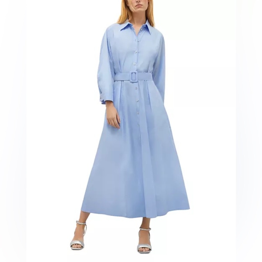 MARELLA Light Blue Long Sleeve Belted Shirtdress